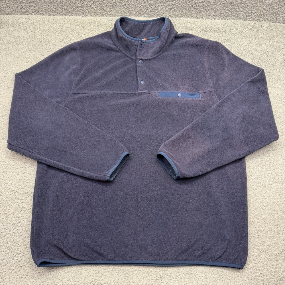 32 Degrees Heat Mens XL Navy Blue Fleece Quarter Button Pullover Sweater Jacket